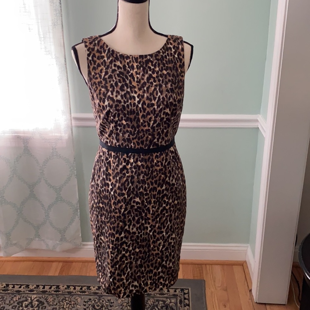 Loft animal print sleeveless dress. Size 4P - Picture 1 of 10